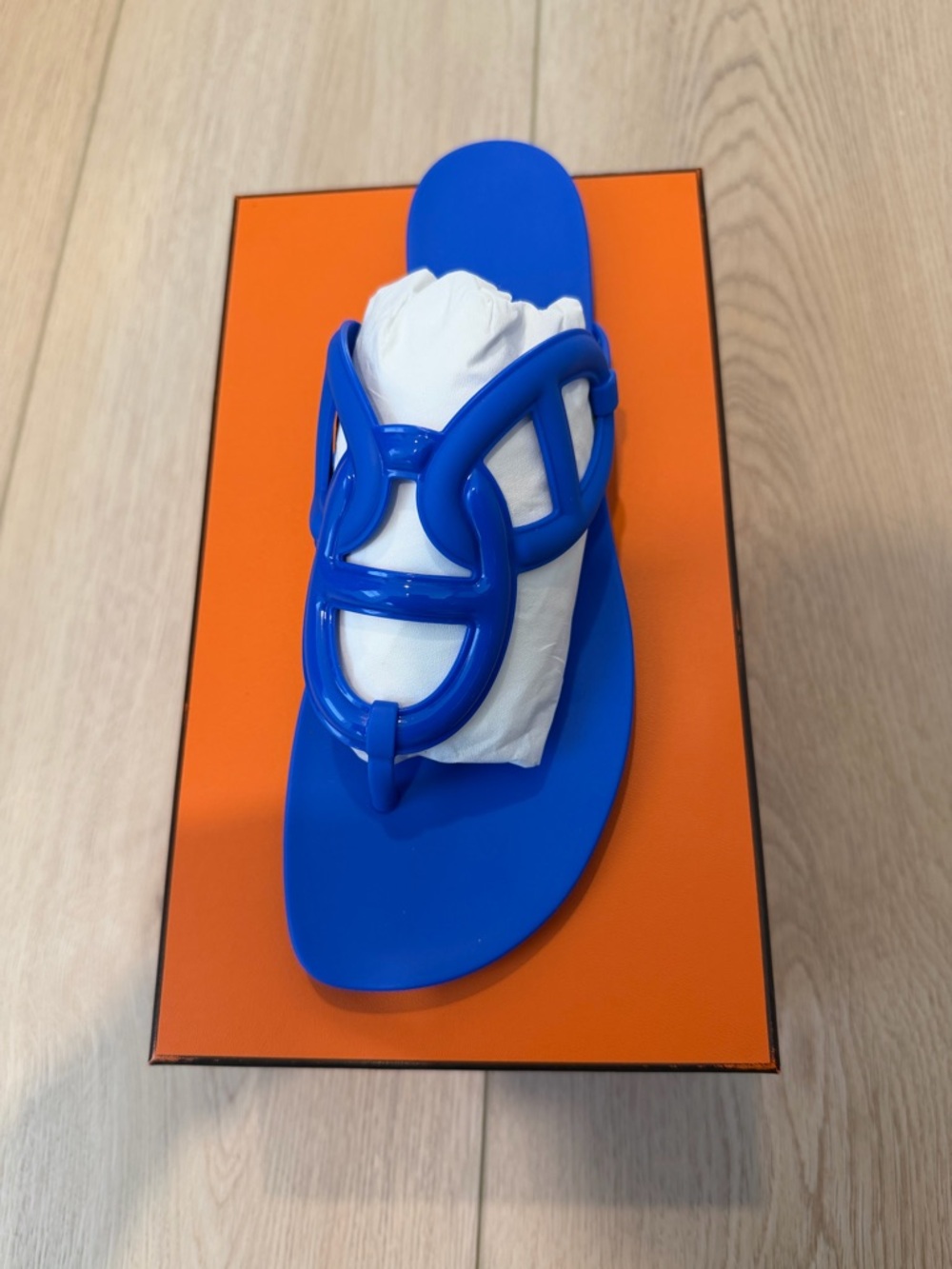 Hermes blue Egerie Slide Sandals